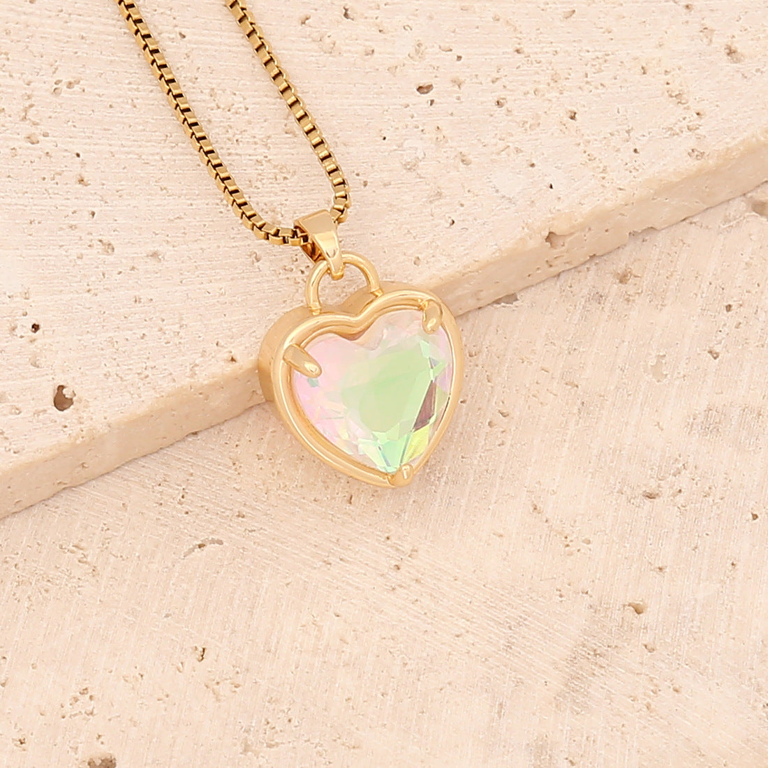 Collar De Corazón Degradado Multicolor De Moda