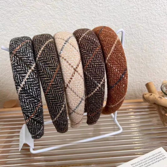 Nouveau bandeau en éponge à carreaux classique, automne et hiver