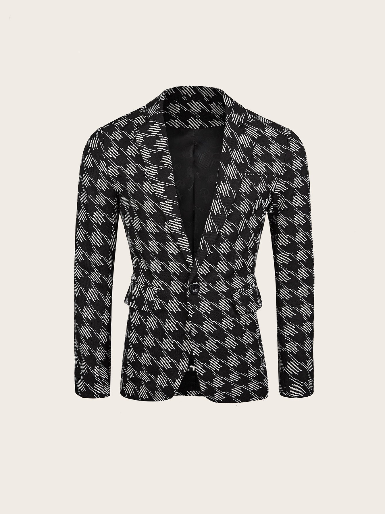 Houndstooth Leisure Suit Trendy Tops Slim-fit Plaid Suit