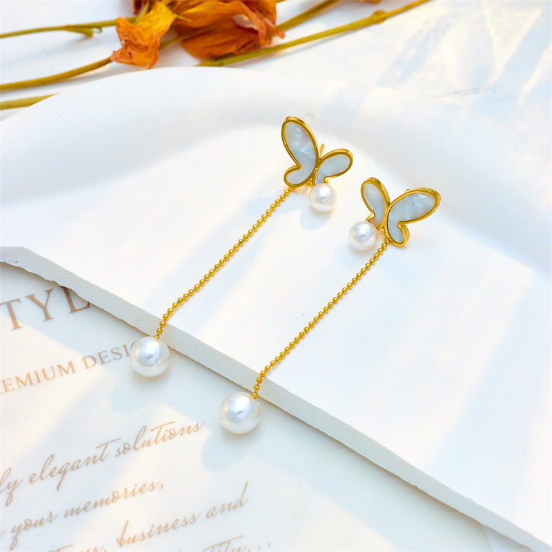 Boucles d'oreilles asymétriques à pampilles papillon, boucles d'oreilles à la mode assorties avec tout