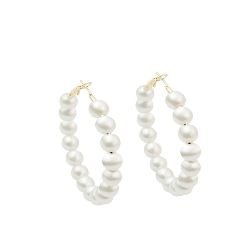 Boucles d'oreilles exagérées en perles à grand cercle pour femmes