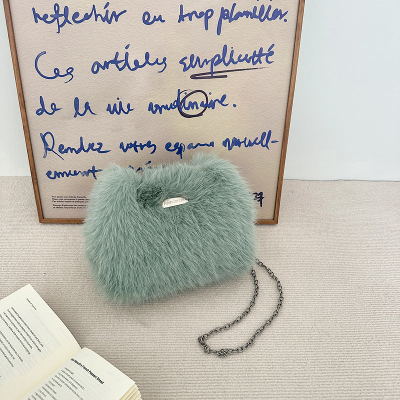 Sac Peluche Mode Femme Imitation Fourrure de Renard