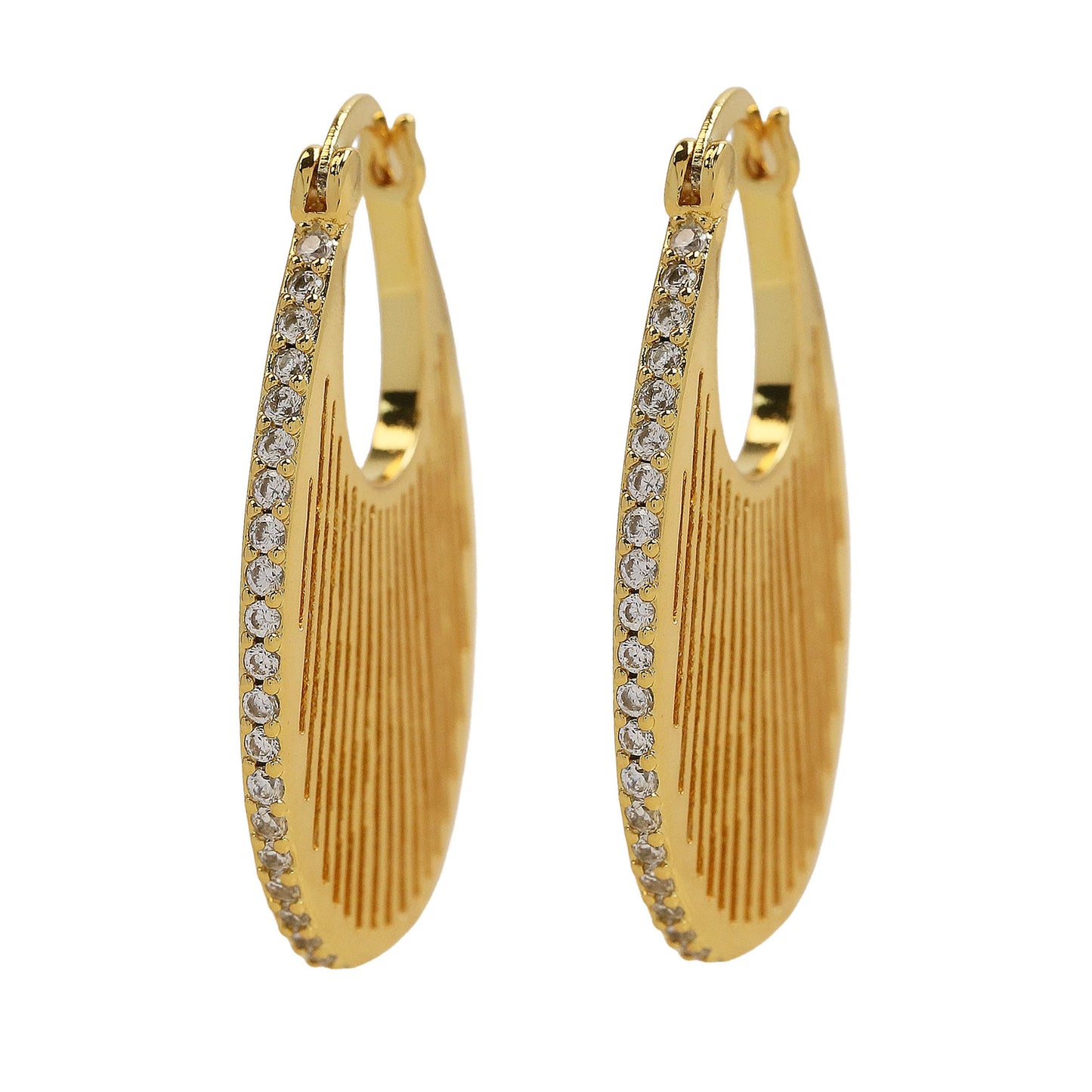 18K Gold & Small Medium And Large Brass Zircon Earrings