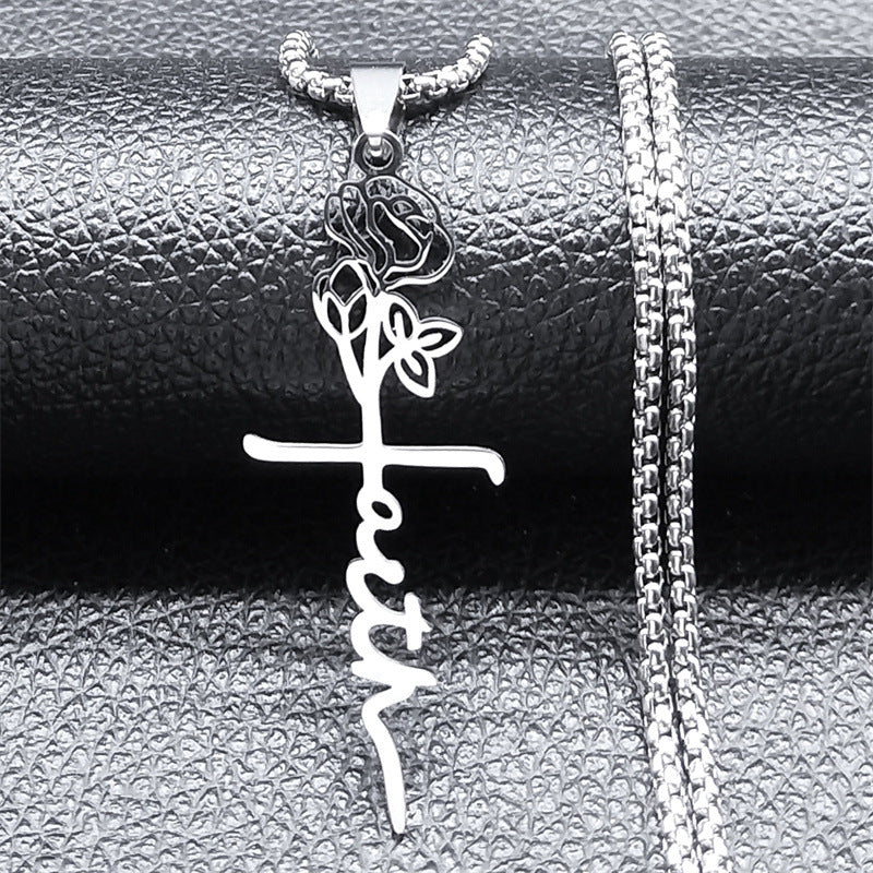 Collier Croix Rose, Or 18 Carats