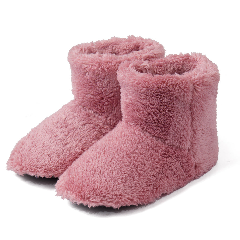 Couple bottes hautes en molleton de corail, chaussures d'intérieur en coton pour la maison