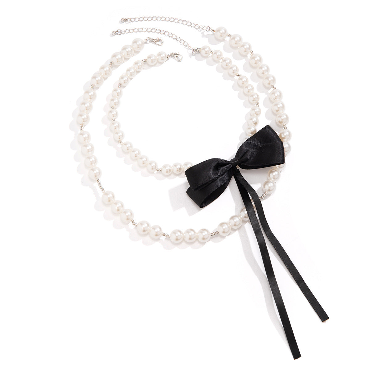 Collier français avec nœud en ruban, Style européen et américain rétro, perles élégantes, Style classique