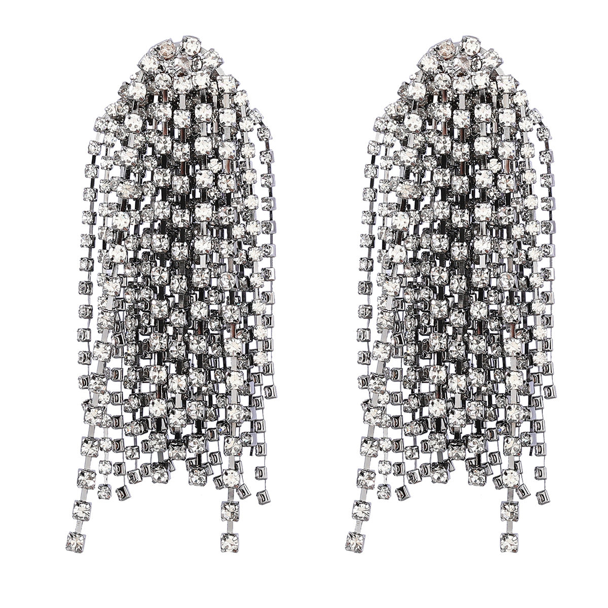 Trend Alloy Diamond-studded Tassel Earrings