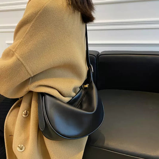 Sac femme décontracté noir une épaule sac à bandoulière polyvalent Dumpling sac