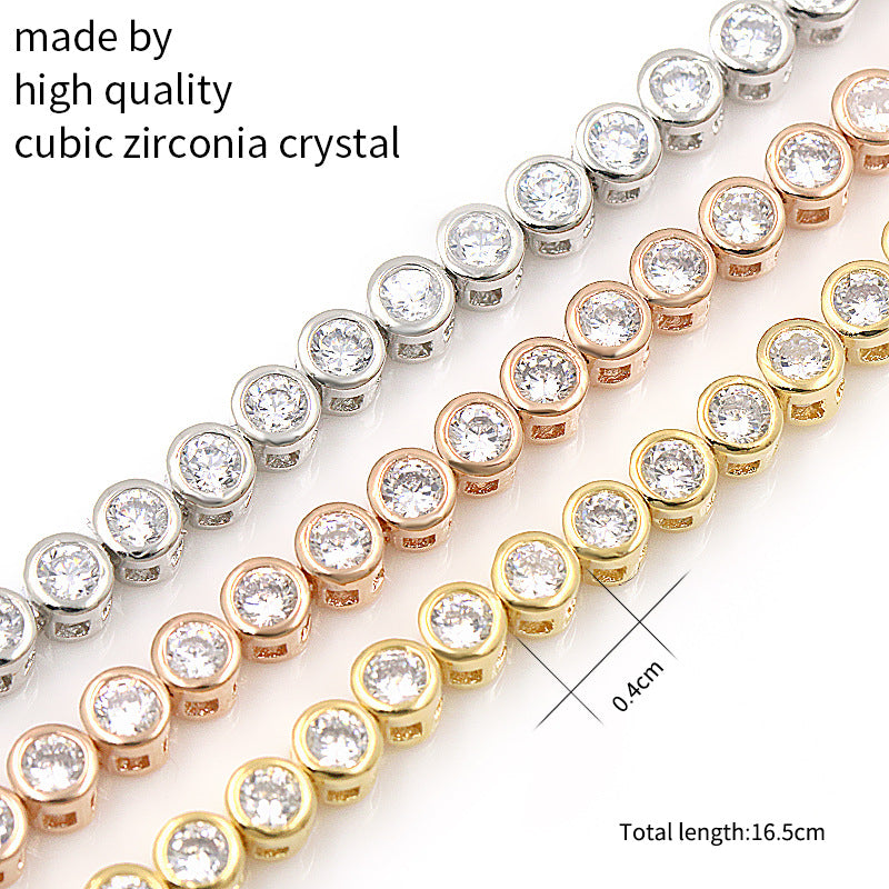 Bracelet Simple Cuivre Zircon Platine
