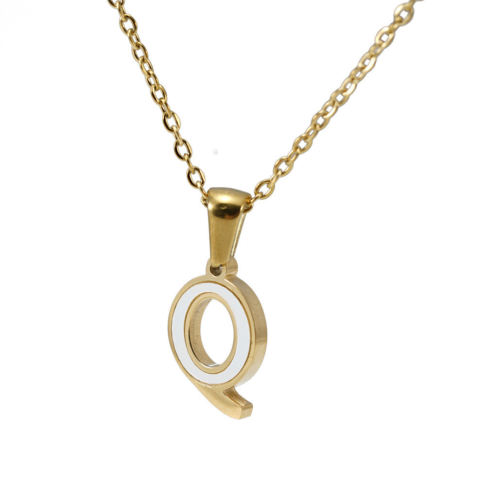 18K Gold Shell Stainless Steel Letter Pendant Necklace