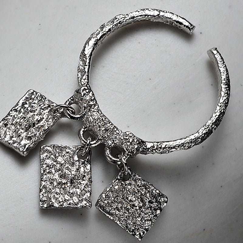 Textured Square Plate Ring For Women