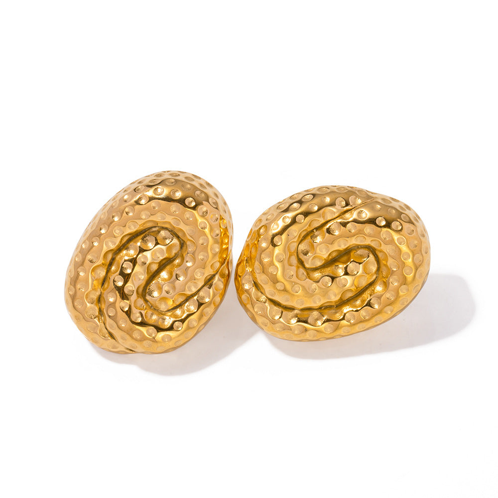 Boucles d'oreilles à motif de marteau en spirale en acier titane
