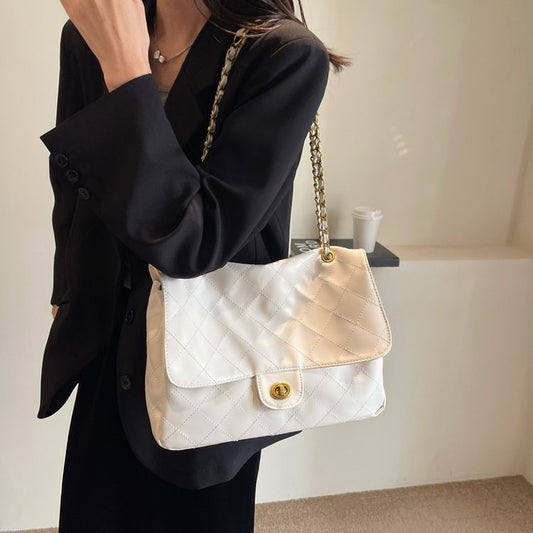Sac à chaîne en losange rétro Simple de grande capacité, sacoche sous les bras