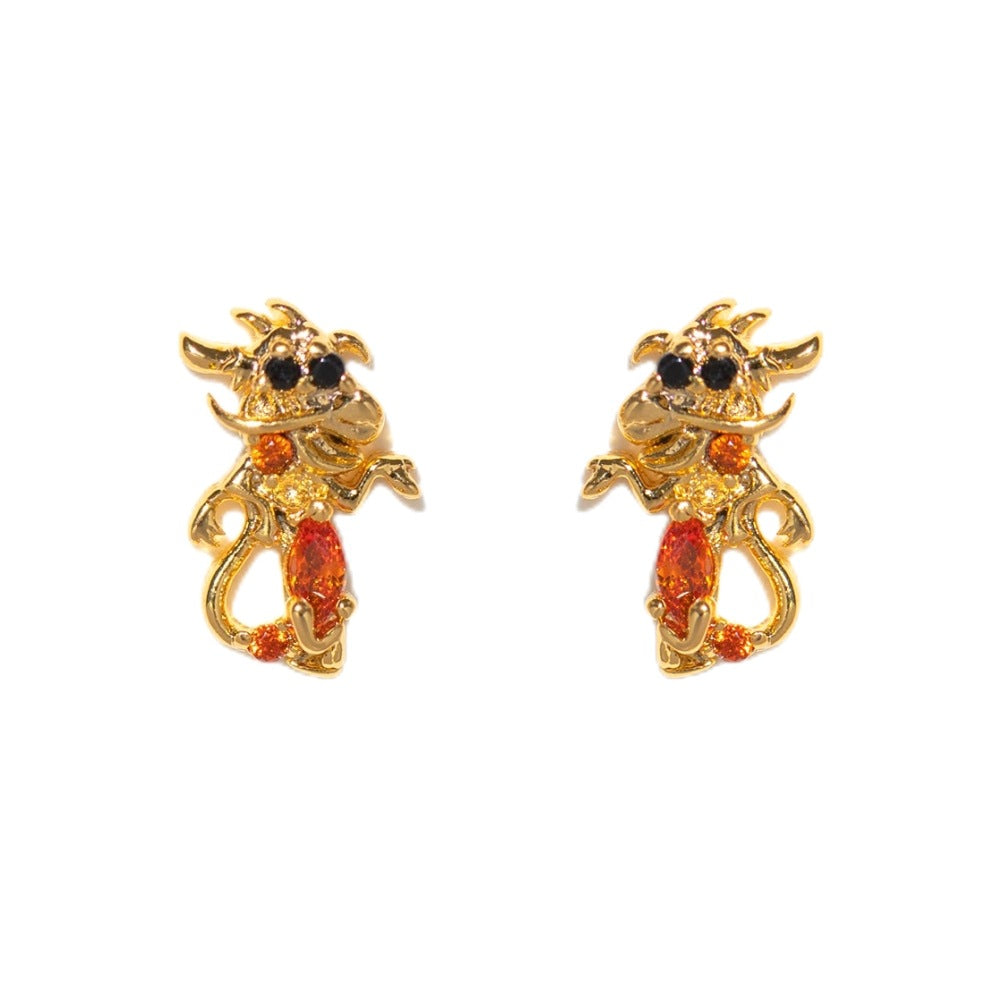 Creative Cartoon Character Micro-inlaid Color Zircon Animal Stud Earrings