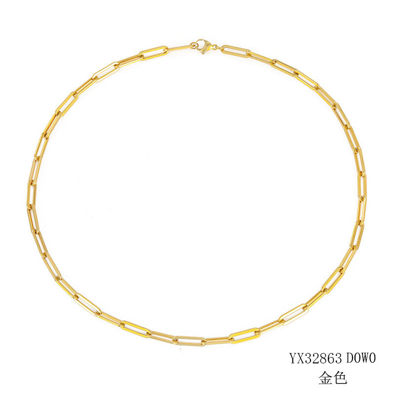 Collar chapado en oro con cruz minimalista de acero inoxidable para mujer