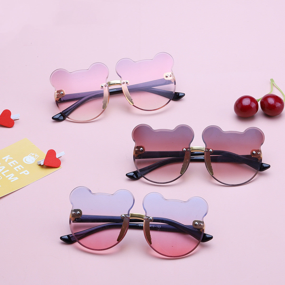 Gafas de sol para niños con orejas de gato, forma sin marco