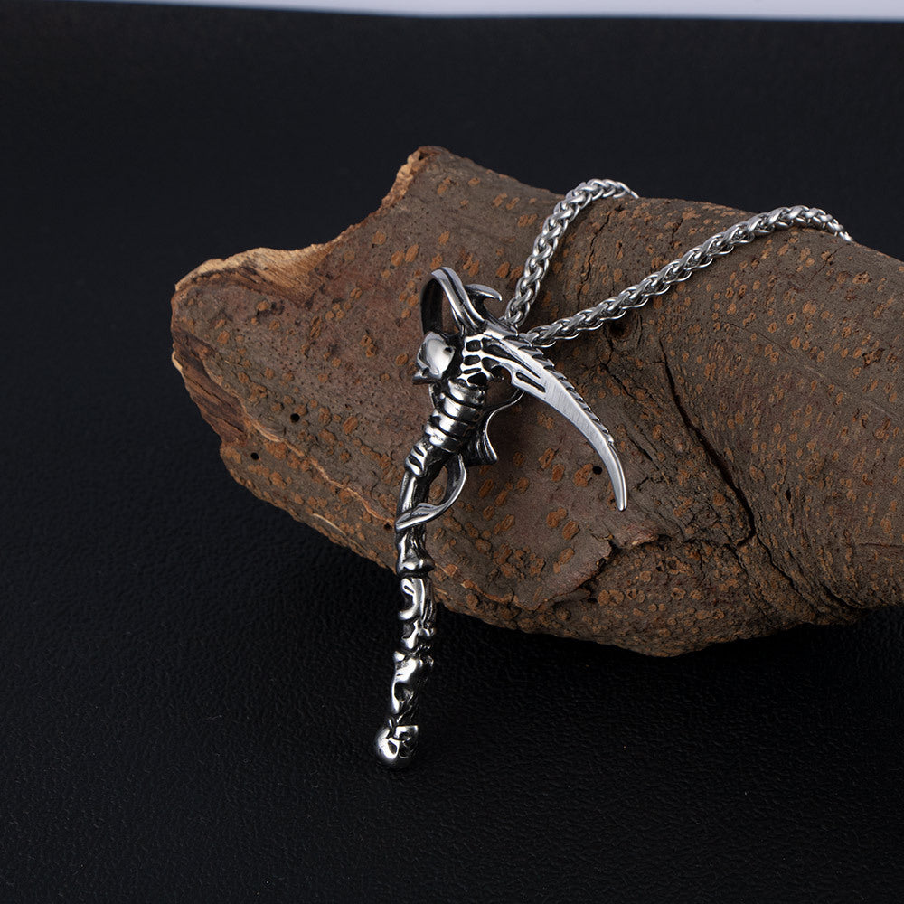 Collar con colgante de acero y titanio del dios de la muerte vintage para hombre