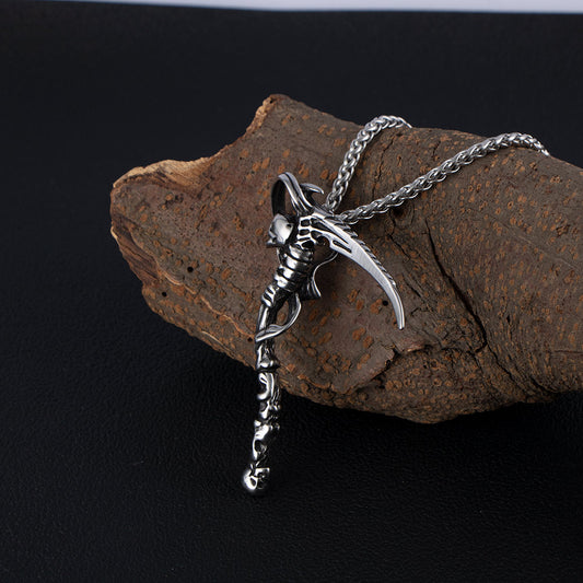 Collar con colgante de acero y titanio del dios de la muerte vintage para hombre