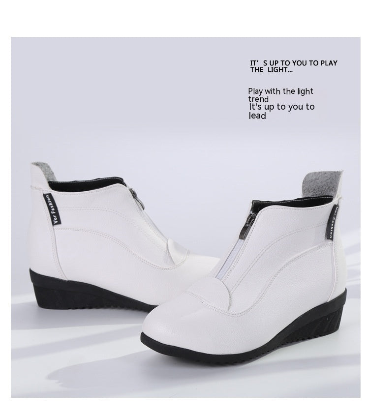 Chaussures de sport à talon moyen et fond souple, bottines de danse pour personnes d'âge moyen et âgées, bottines à fermeture éclair
