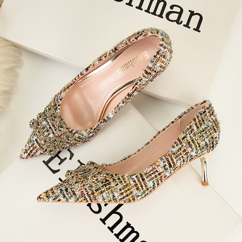 Talons hauts maigres Talon aiguille Bouche peu profonde Bout pointu