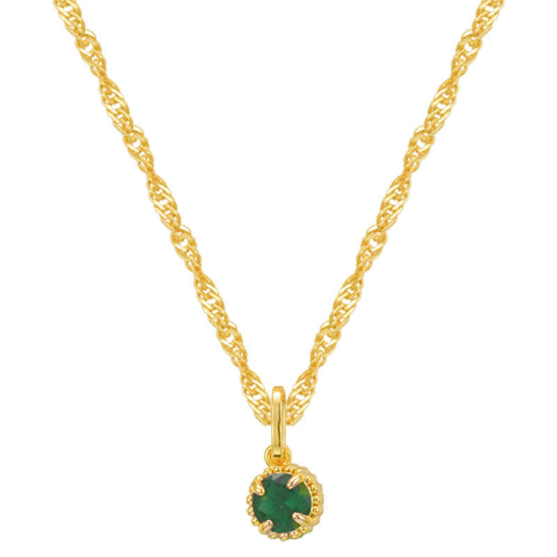 Collier rond en acier inoxydable avec pierre d'anniversaire de décembre