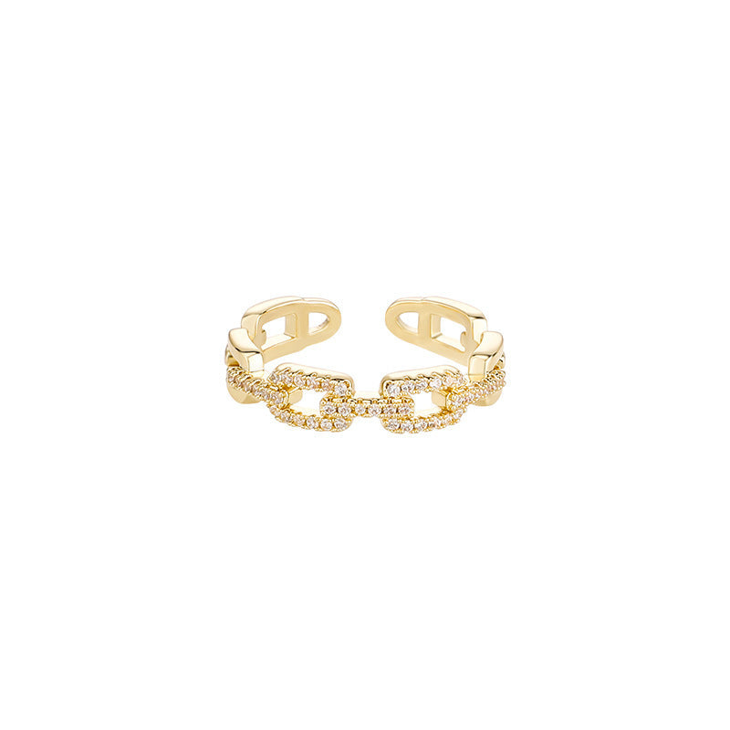 Anillo de temperamento minoritario de lujo, ligero, hueco, de doble capa