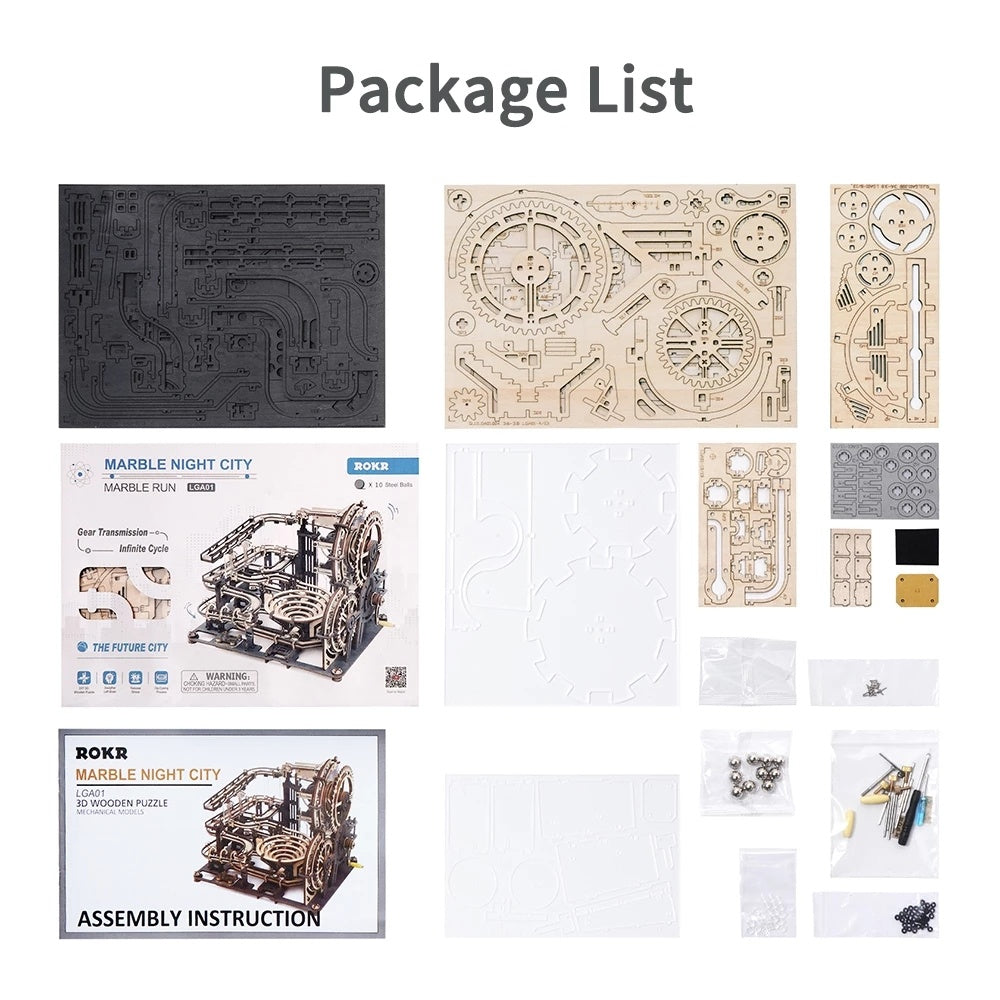 Robotime ROKR marbre nuit ville 3D jeux de Puzzle en bois assemblage roue à eau modèle jouets pour enfants enfants cadeau d'anniversaire