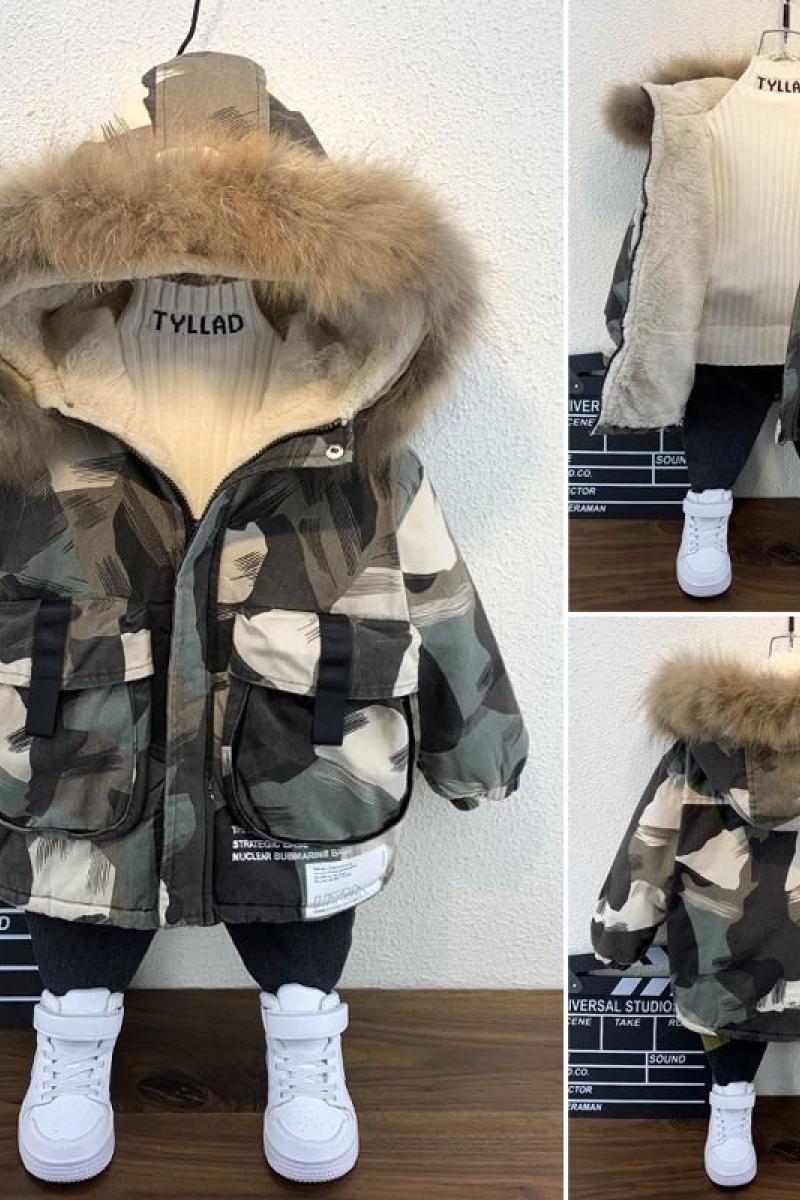 Veste rembourrée de camouflage d'hiver pour bébé de style étranger pour garçon