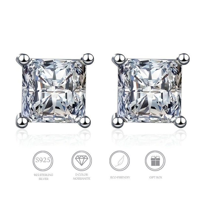 Boucles d'oreilles en argent Sterling 925, Design d'intérêt particulier, Moissanite