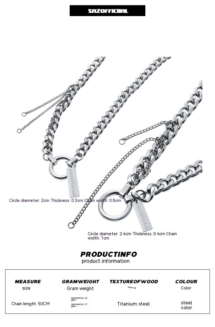 Collier avec anneau à pampilles et chaîne enroulée pour fête étudiante, tendance