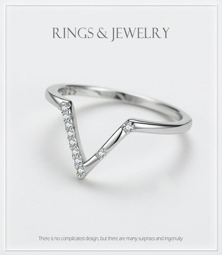 Women's Fashion V-shaped S925 Sterling Silver Ring