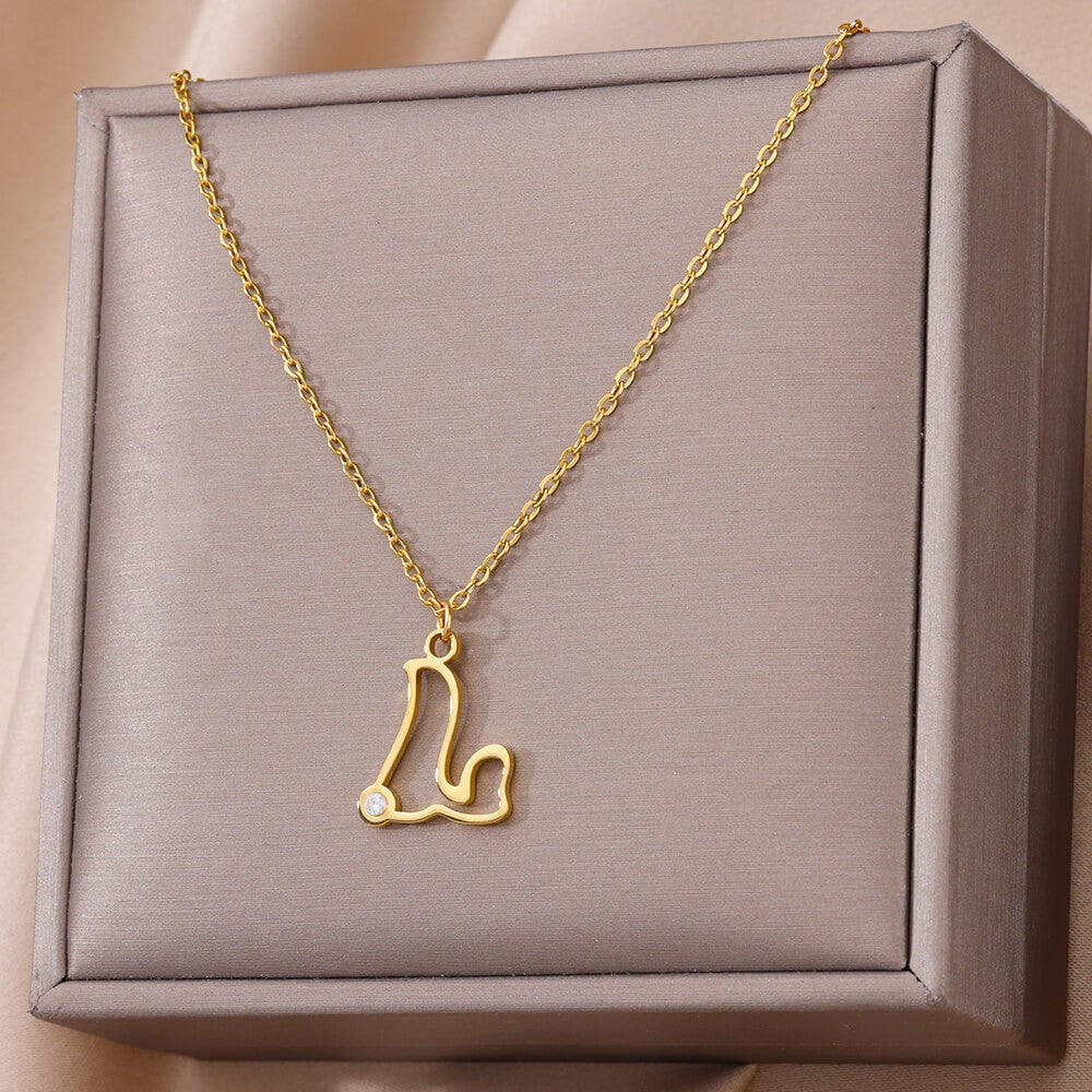 Collier avec pendentif en forme de lettre creuse Simple pour filles, ornement en acier inoxydable