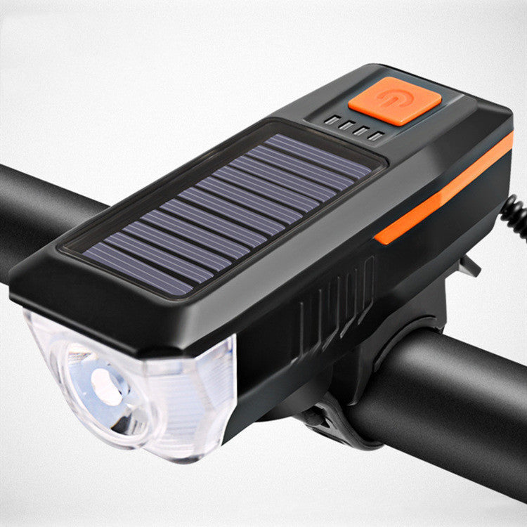 Bicycle Torch Horn USB Solar Headlight