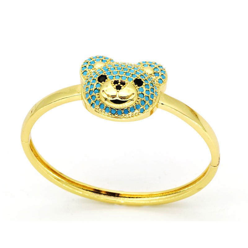 Temperament Inlaid Zircon Cute Bear Special-interest Design Animal Bracelet