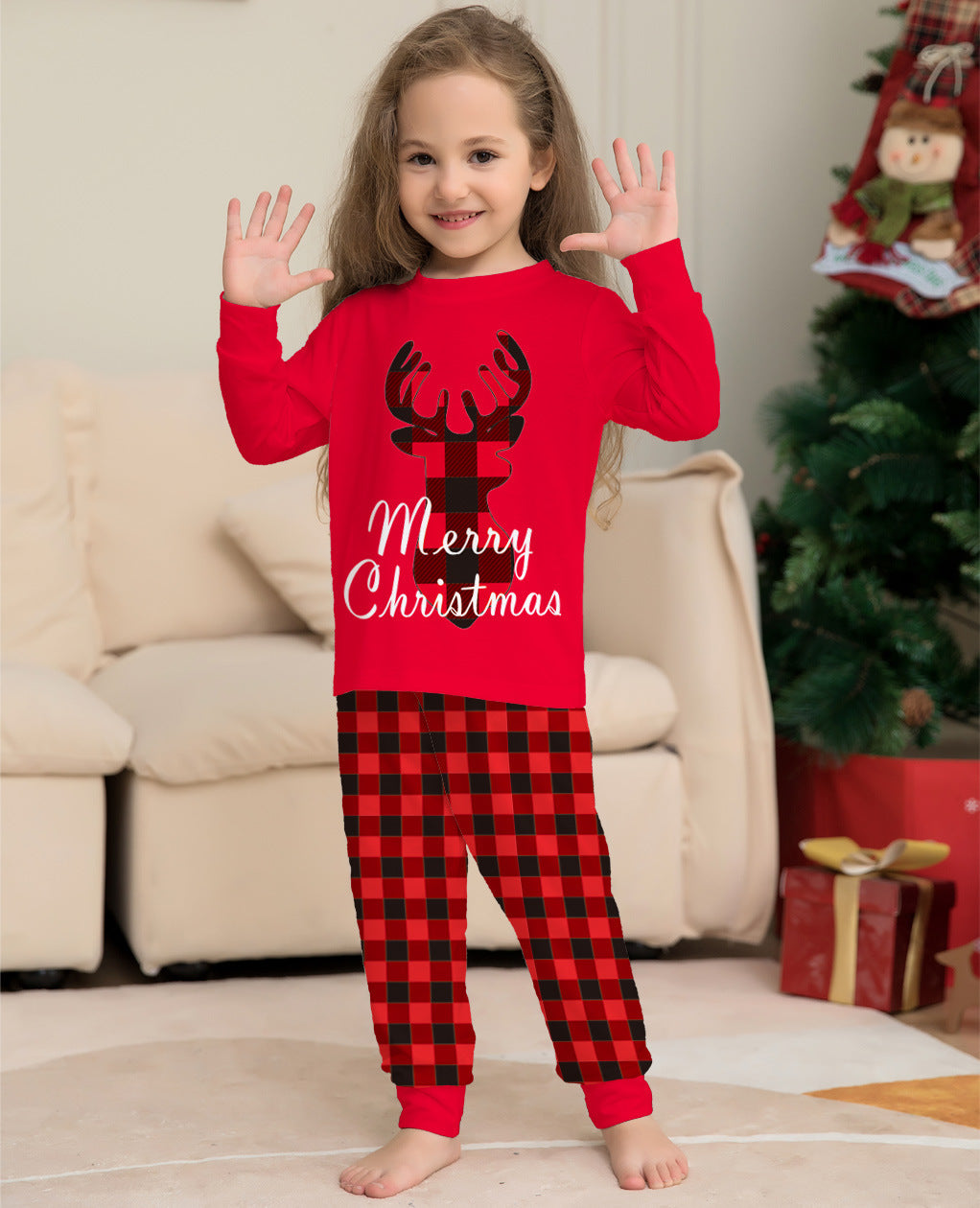 Noël famille correspondant pyjamas ensemble noël vacances pyjamas wapiti haut pantalon ensemble pyjamas pour famille maman papa enfants bébé
