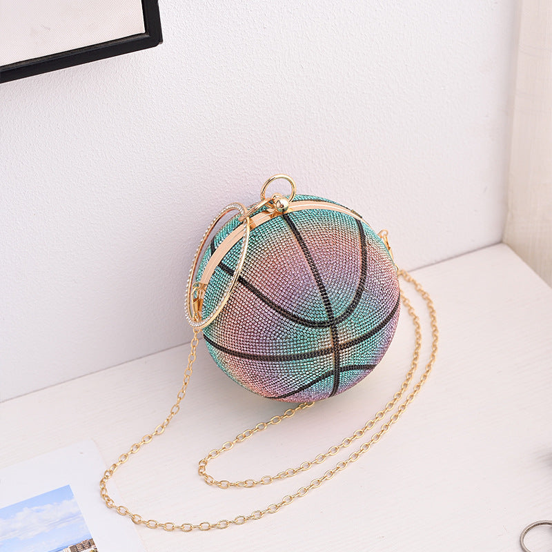Sac de dîner de basket-ball coloré rond plein de diamants