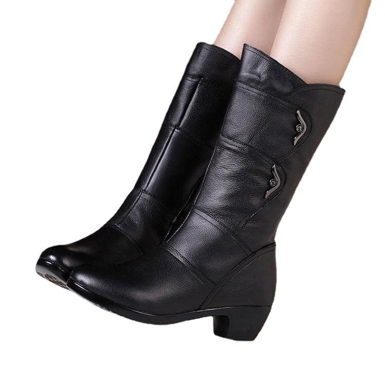 Bottes en velours rembourrées et chaudes à tête ronde pour femmes