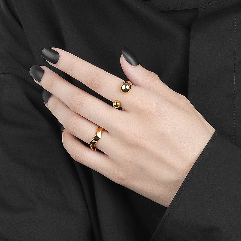 European And American Irregular Glossy Geometric Rhombus Opening Ring