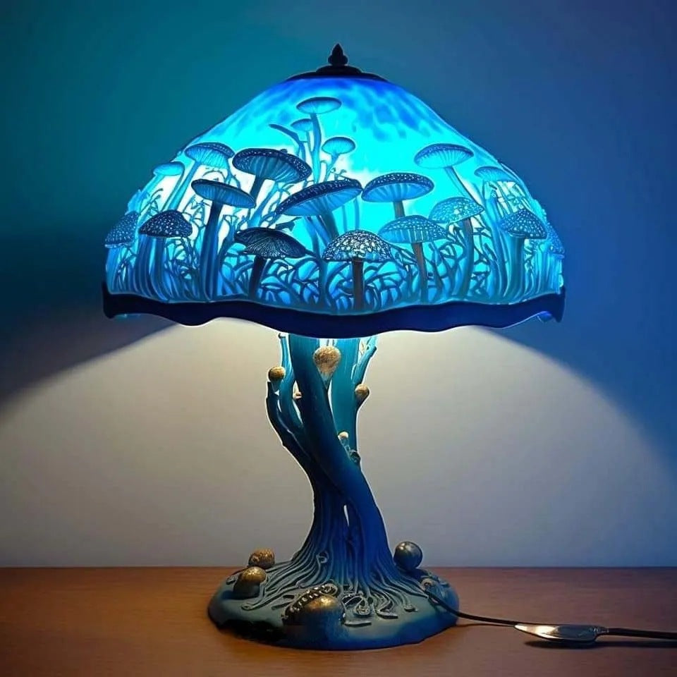 Lampe de bureau série plante en verre coloré