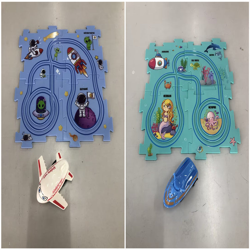 Puzzle pour enfants, vitesse de chemin de fer électrique, assemblage de voiture électrique automatique, scène de ville, Construction, jouet éducatif, cadeau