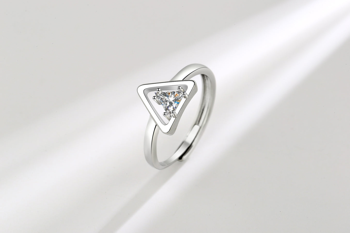 Triangle Zircon Ring Women's Fashion All-match Geometric Open Ring