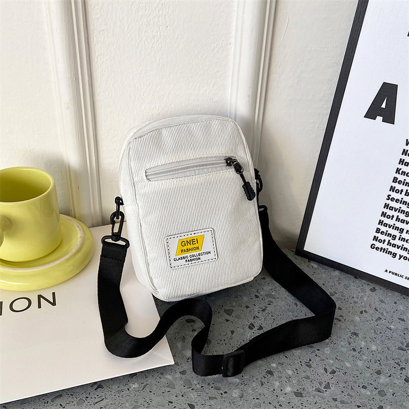 Bolso cuadrado pequeño con cambio de teléfono móvil simple de pana japonesa