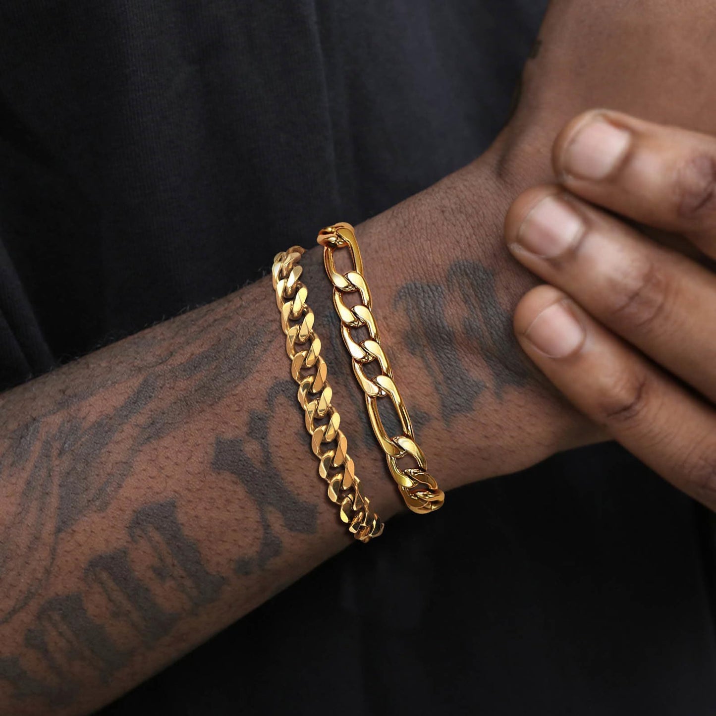 Men's Stainless Steel Cuban Twist Bracelet Two-piece Set