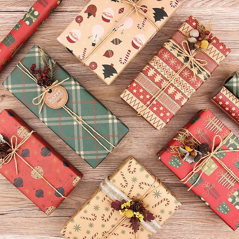Papier d'emballage Kraft de Noël vintage Papier d'emballage cadeau de Noël