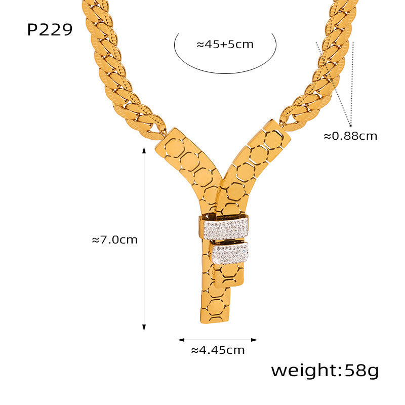 Fashion Trend Y Letter Zircon-inlaid Pendant Necklace For Women