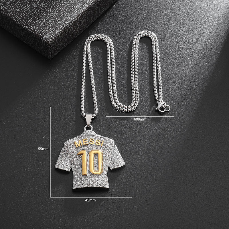 Hip Hop Titanium Steel Gold Plated Diamond Pendant Necklace