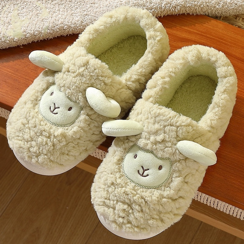 Pantoufles d'hiver chaudes en coton pelucheux pour Couple, chaussures de Confinement