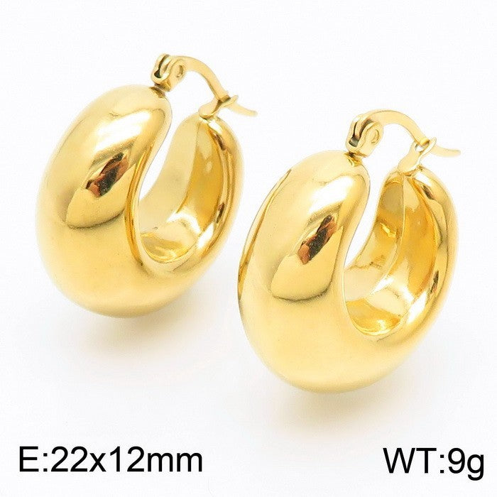 Clip d'oreille brillant en forme de U en acier titane plaqué boucles d'oreilles creuses 18 carats