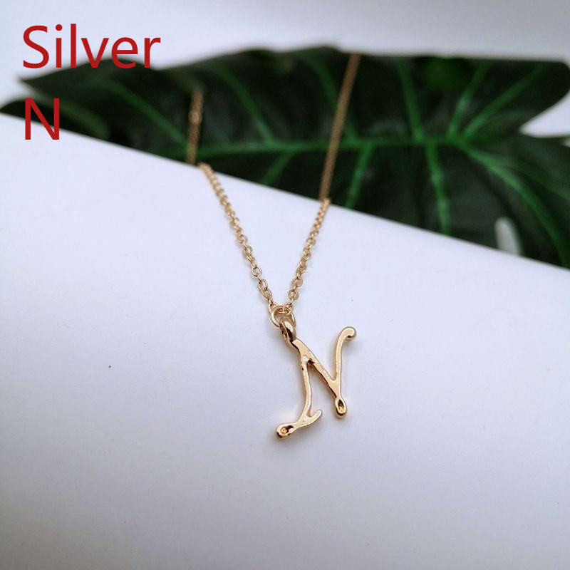 Ornament 26 Letter Necklace Simple Fashion Character Capital English Pendant Special-interest Design Clavicle Chain