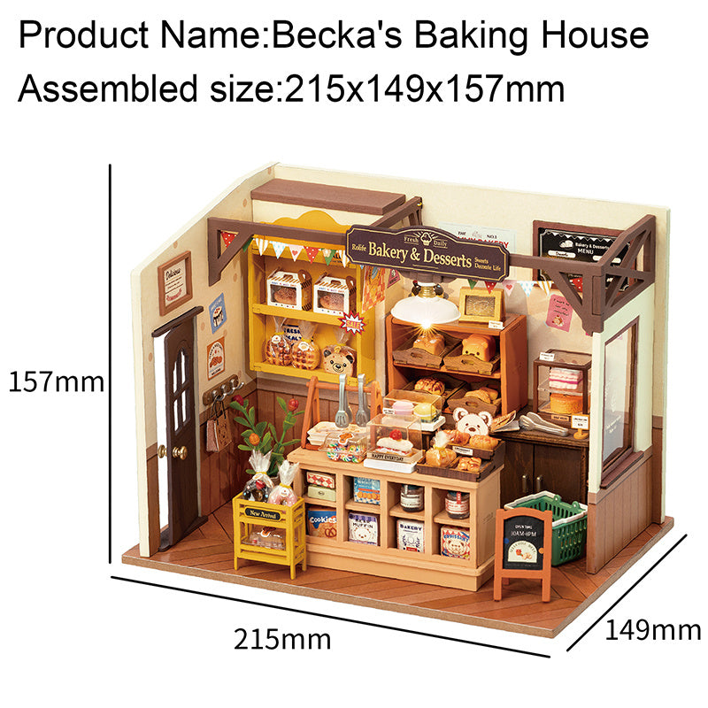 Robotime Rolife Becka's Baking House bricolage maison miniature pour enfants enfants 3D jouets d'assemblage en bois connexion facile décoration de la maison